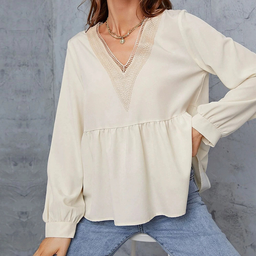 ZARA French Chic Keyhole Neck Loose Blouse Office Autumn Winter
